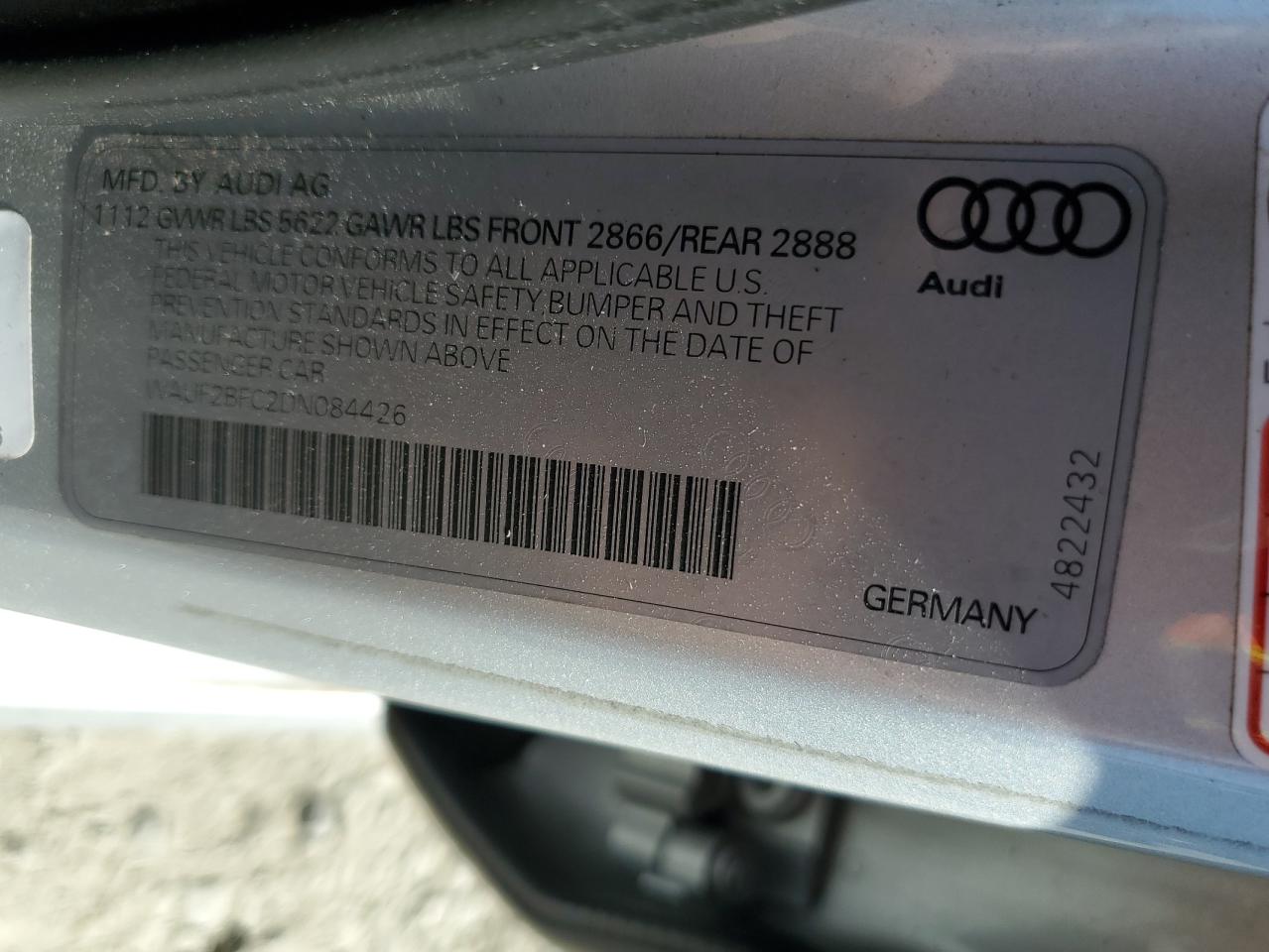 2013 Audi S6 VIN: WAUF2BFC2DN084426 Lot: 70928835