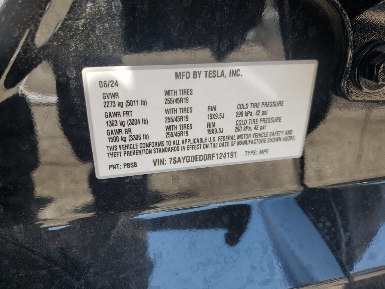 7SAYGDED0RF124191 2024 Tesla Model Y