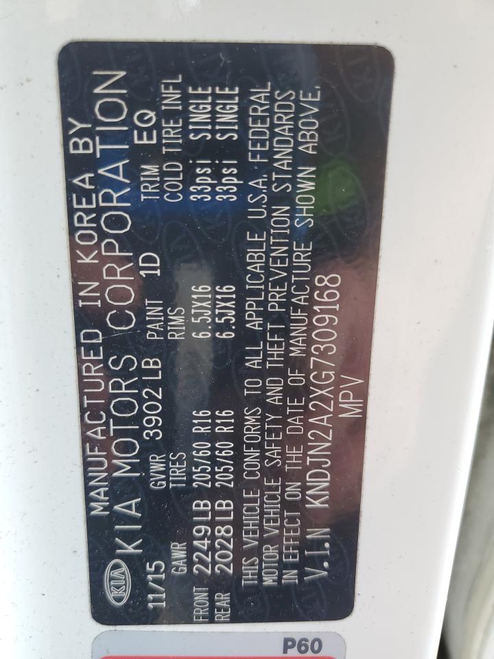 2016 Kia Soul VIN: KNDJN2A2XG7309168 Lot: 69290645