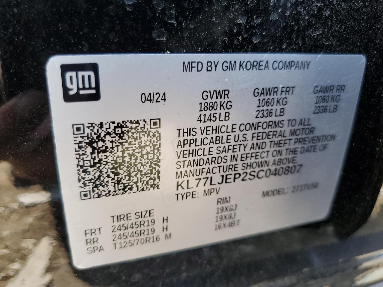 2025 Chevrolet Trax 2Rs VIN: KL77LJEP2SC040807 Lot: 68108805