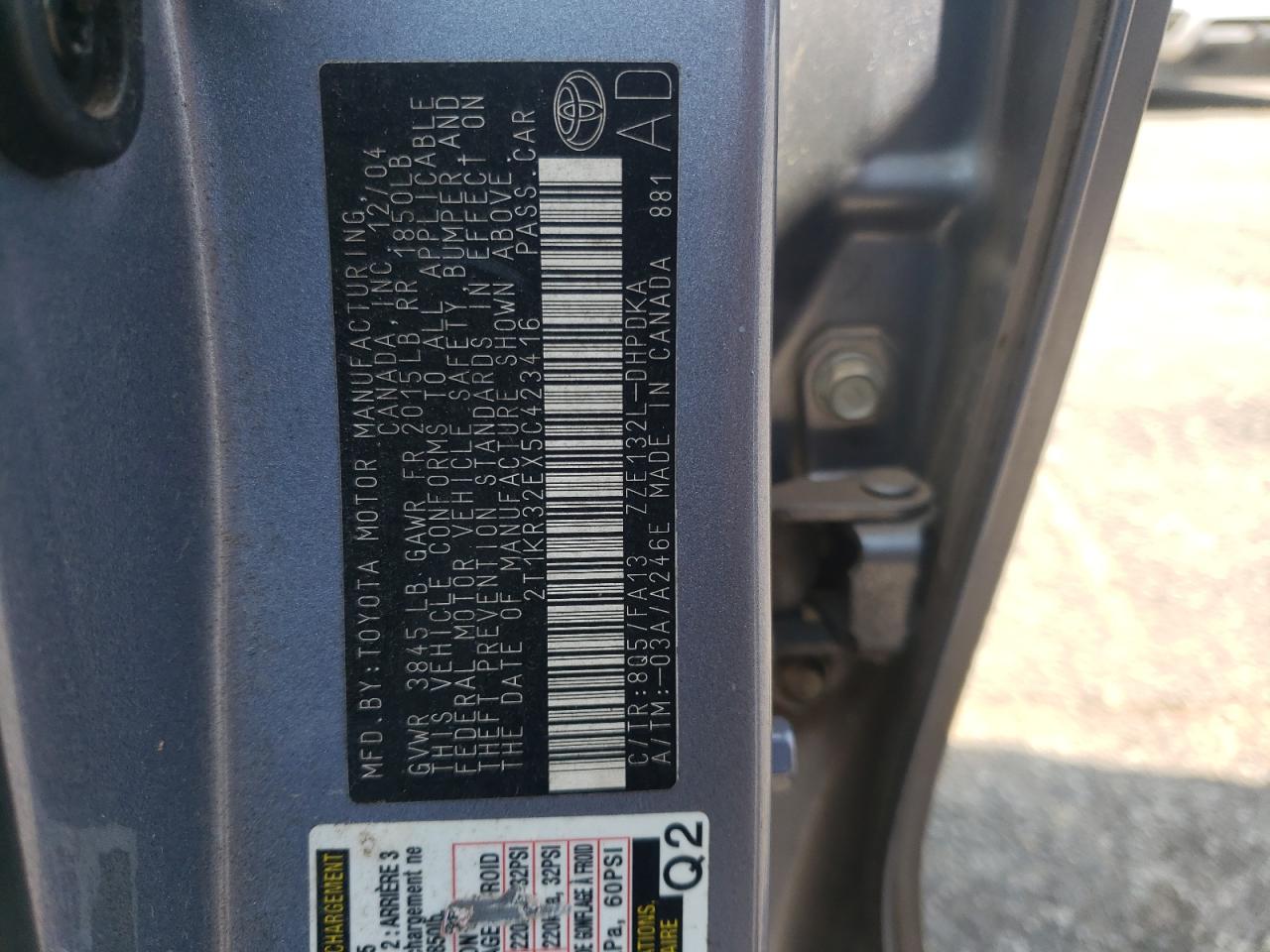 2005 Toyota Corolla Matrix Xr VIN: 2T1KR32EX5C423416 Lot: 68864115