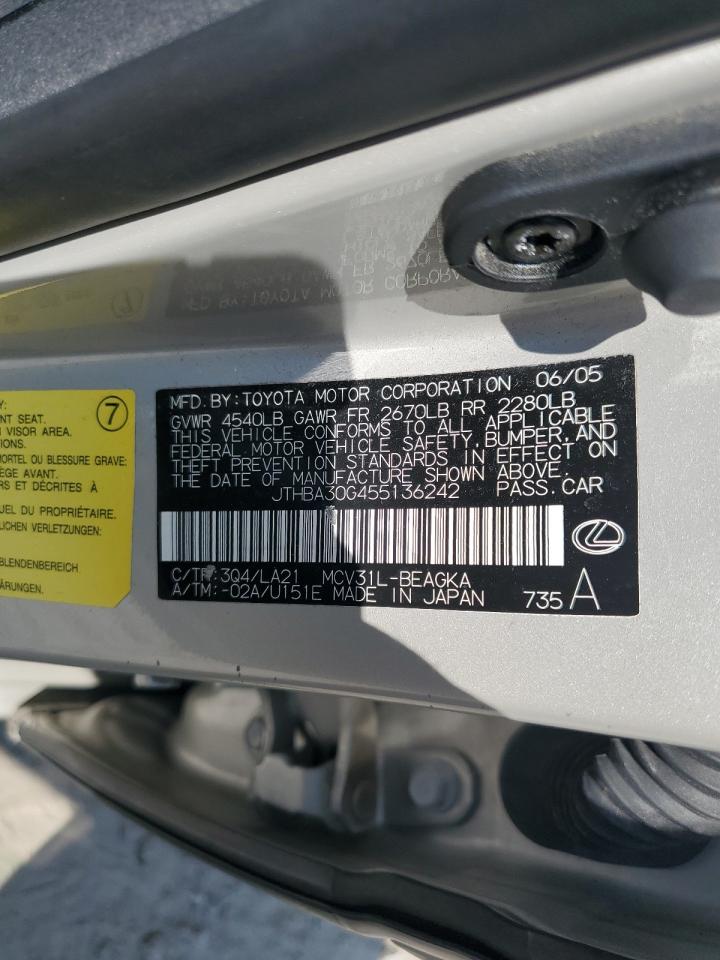 2005 Lexus Es 330 VIN: JTHBA30G455136242 Lot: 68520885