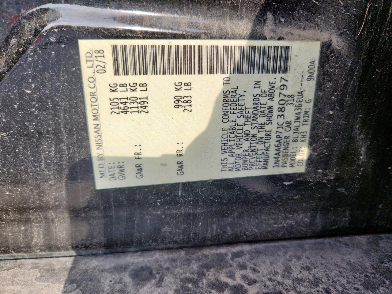 2018 Nissan Maxima 3.5S VIN: 1N4AA6AP7JC380797 Lot: 70865735