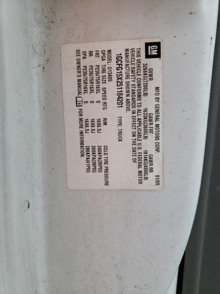 2005 Chevrolet Express G1500 VIN: 1GCFG15X251184201 Lot: 69823535