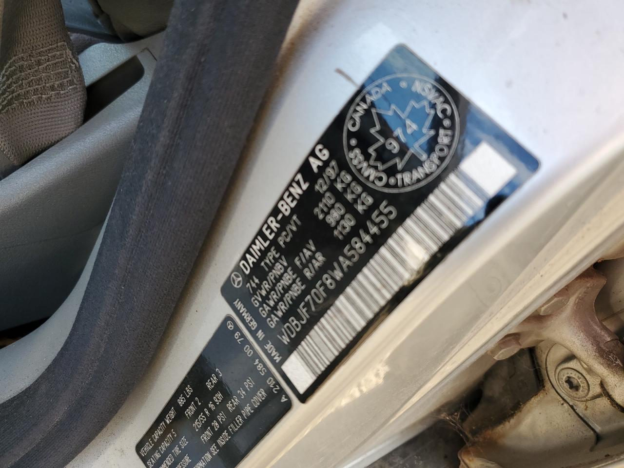 1998 Mercedes-Benz E 430 VIN: WDBJF70F8WA584455 Lot: 68665265