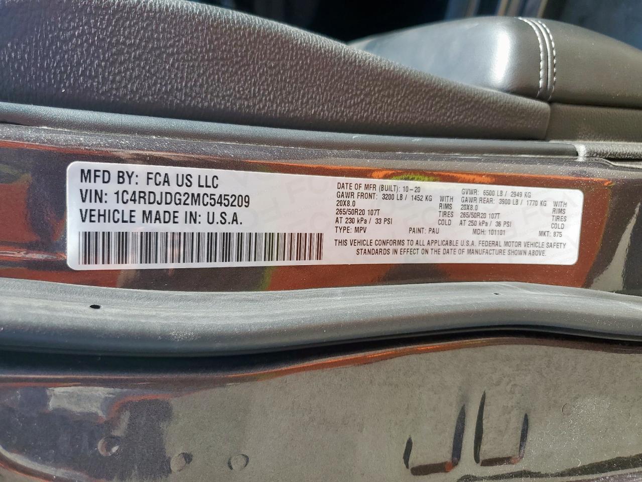 2021 Dodge Durango Gt VIN: 1C4RDJDG2MC545209 Lot: 70064765
