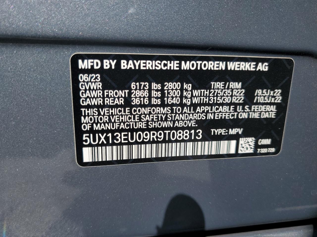 2024 BMW X5 Sdrive 40I VIN: 5UX13EU09R9T08813 Lot: 68965475