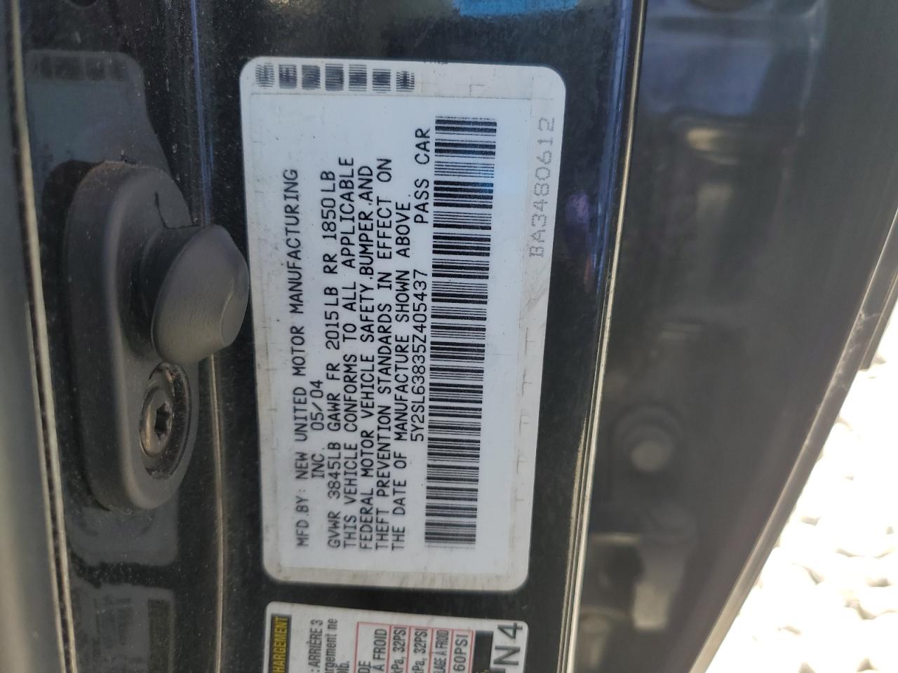 2005 Pontiac Vibe VIN: 5Y2SL63835Z405437 Lot: 70778165