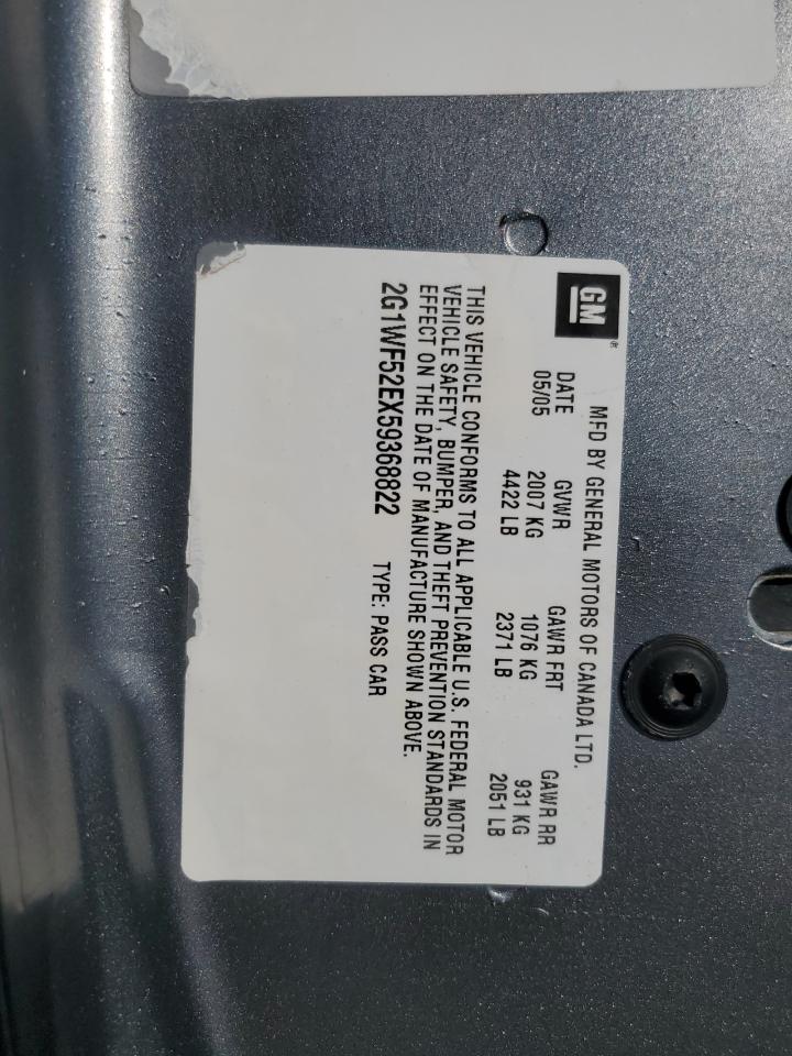 2005 Chevrolet Impala VIN: 2G1WF52EX59368822 Lot: 69068365