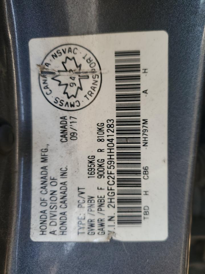 2018 Honda Civic Lx VIN: 2HGFC2F59HH041283 Lot: 68141425