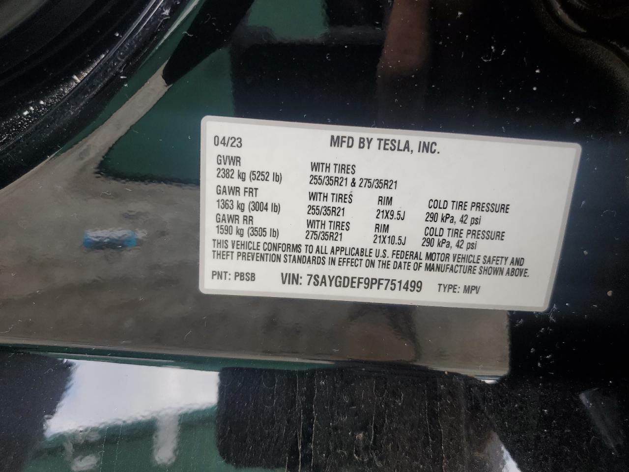 7SAYGDEF9PF751499 2023 Tesla Model Y