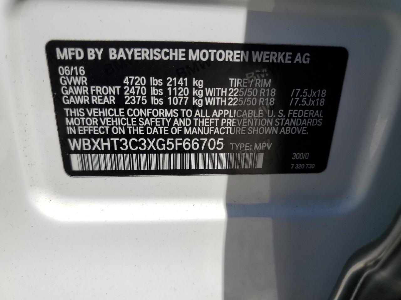 2016 BMW X1 xDrive28I VIN: WBXHT3C3XG5F66705 Lot: 70874505