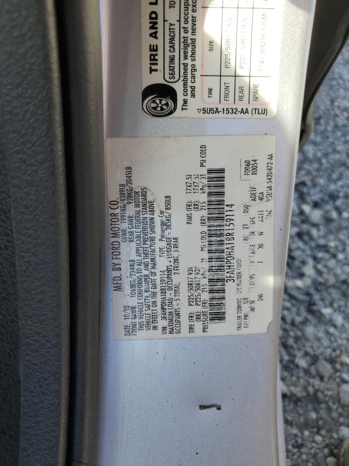 2011 Ford Fusion Se VIN: 3FAHP0HA1BR159114 Lot: 70171395