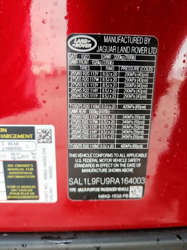 2024 Land Rover Range Rover Sport Dynamic Se VIN: SAL1L9FU9RA164003 Lot: 69617075