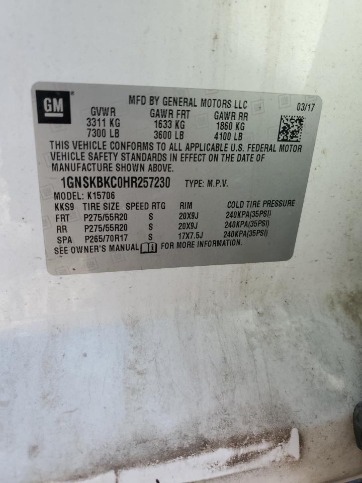 2017 Chevrolet Tahoe K1500 Lt VIN: 1GNSKBKC0HR257230 Lot: 69835235