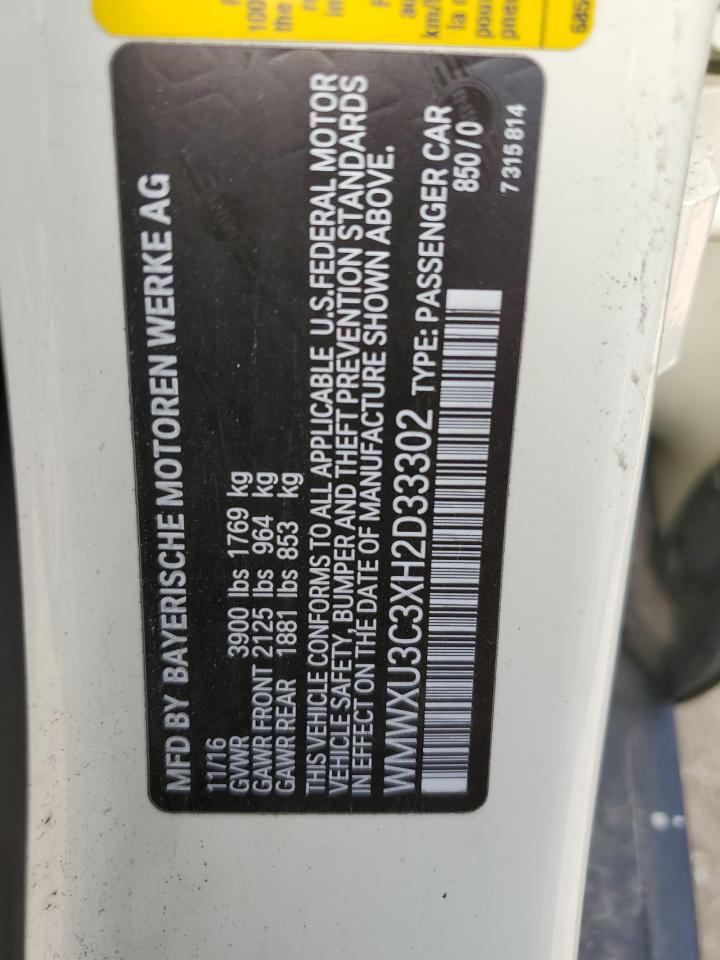 2017 Mini Cooper S VIN: WMWXU3C3XH2D33302 Lot: 69364985