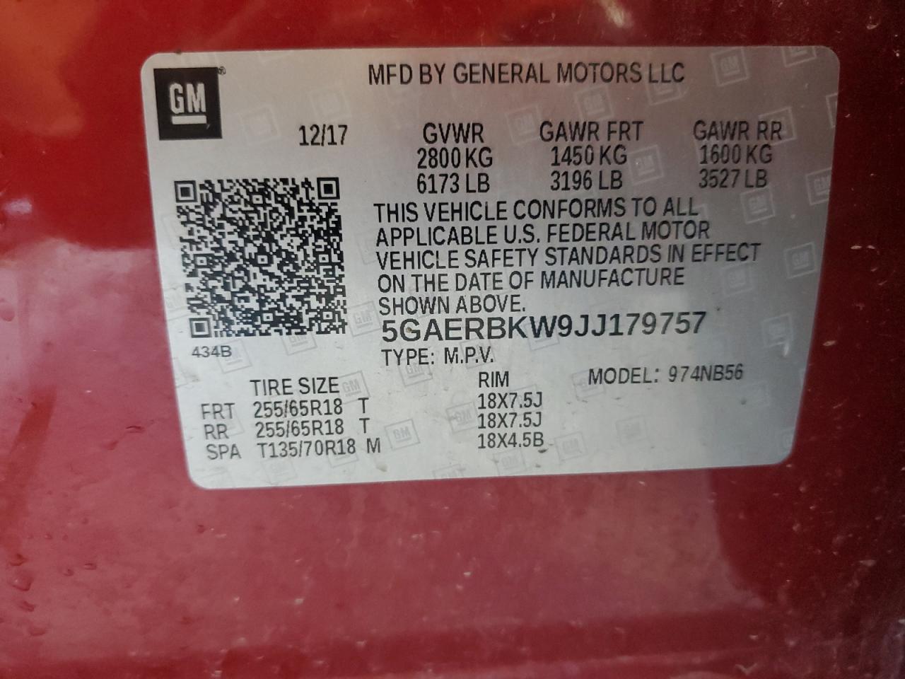 2018 Buick Enclave Essence VIN: 5GAERBKW9JJ179757 Lot: 69253775