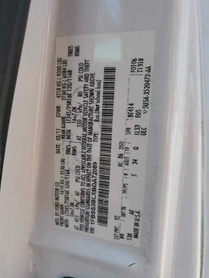 2011 Ford Econoline E350 Super Duty Wagon VIN: 1FBSS3BLXBDA72089 Lot: 68045205