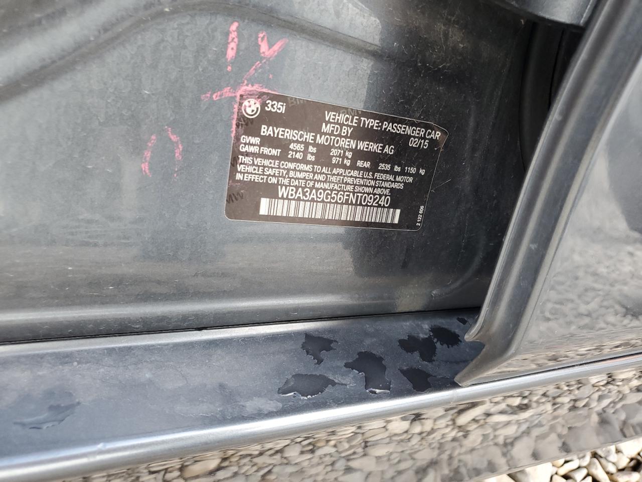2015 BMW 335 I VIN: WBA3A9G56FNT09240 Lot: 68470875