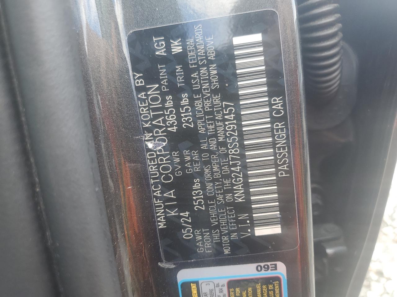 2025 Kia K5 Lxs VIN: KNAG24J78S5291457 Lot: 68468785