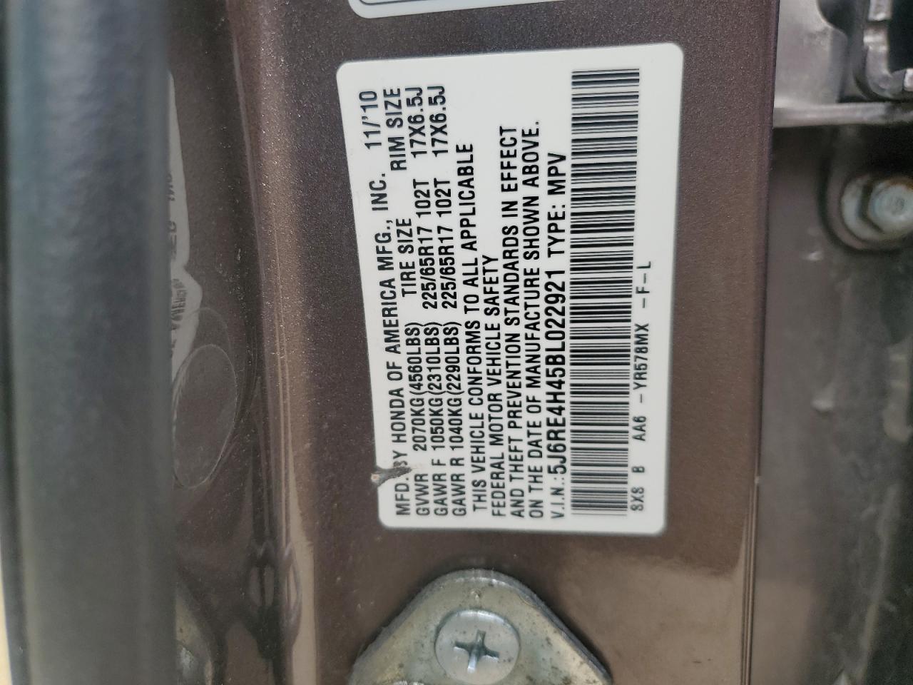 2011 Honda Cr-V Se VIN: 5J6RE4H45BL022921 Lot: 70801945