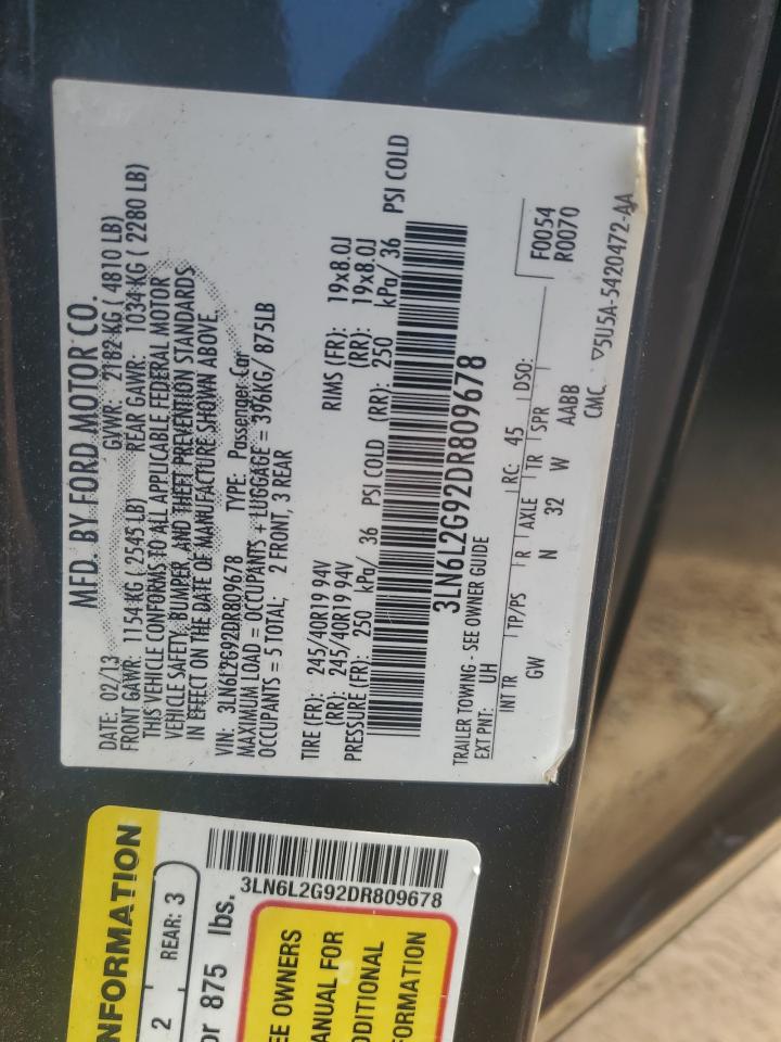 2013 Lincoln Mkz VIN: 3LN6L2G92DR809678 Lot: 70750585