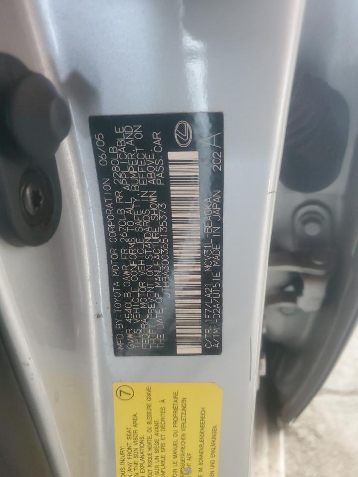 2005 Lexus Es 330 VIN: JTHBA30G355135373 Lot: 68494365