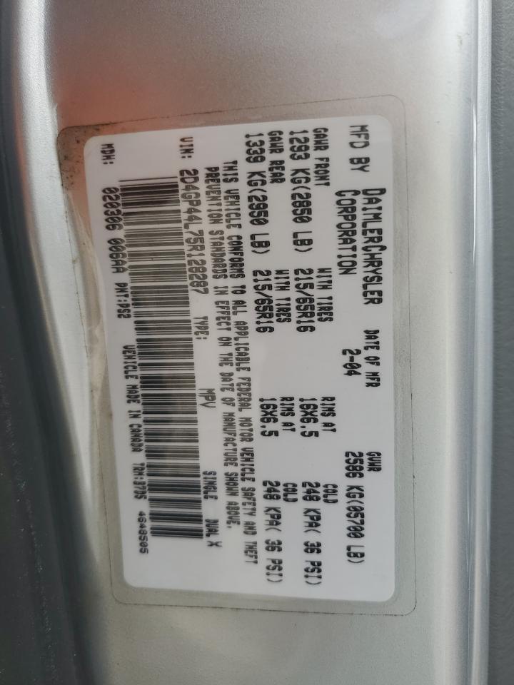 2005 Dodge Grand Caravan Sxt VIN: 2D4GP44L75R128287 Lot: 67843835