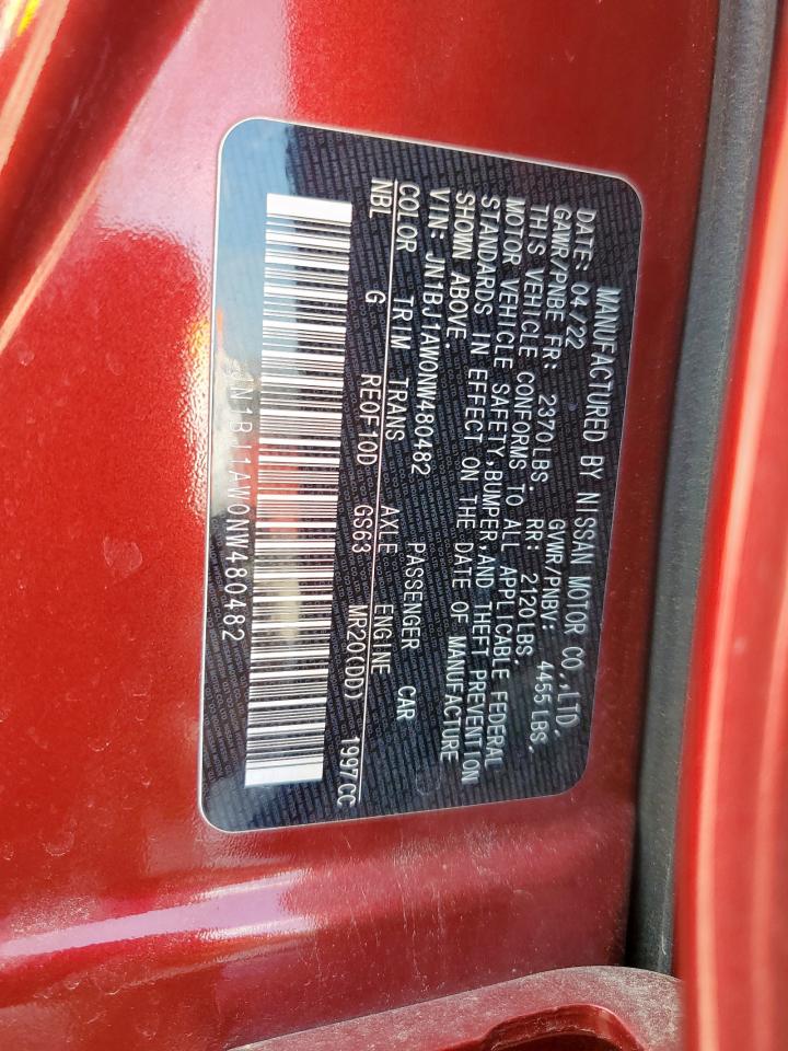 2022 Nissan Rogue Sport S VIN: JN1BJ1AW0NW480482 Lot: 68453445