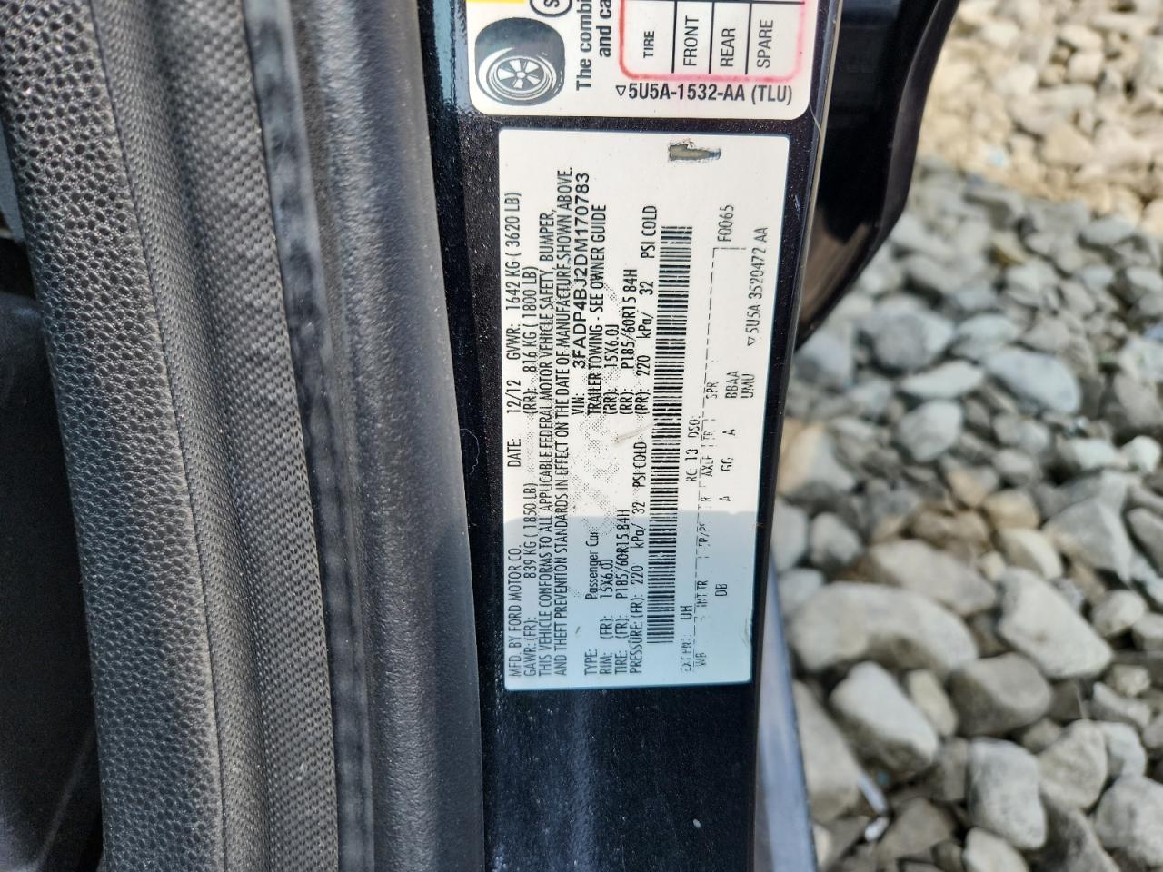 2013 Ford Fiesta Se VIN: 3FADP4BJ2DM170783 Lot: 67537395