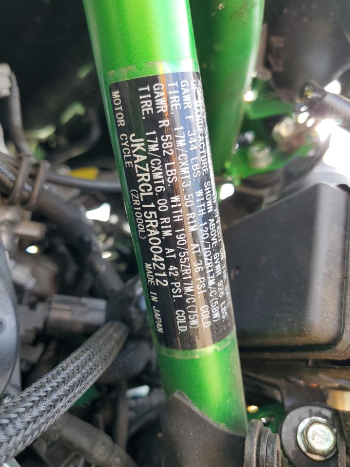 2024 Kawasaki Zr1000 L VIN: JKAZRCL15RA004212 Lot: 70146025