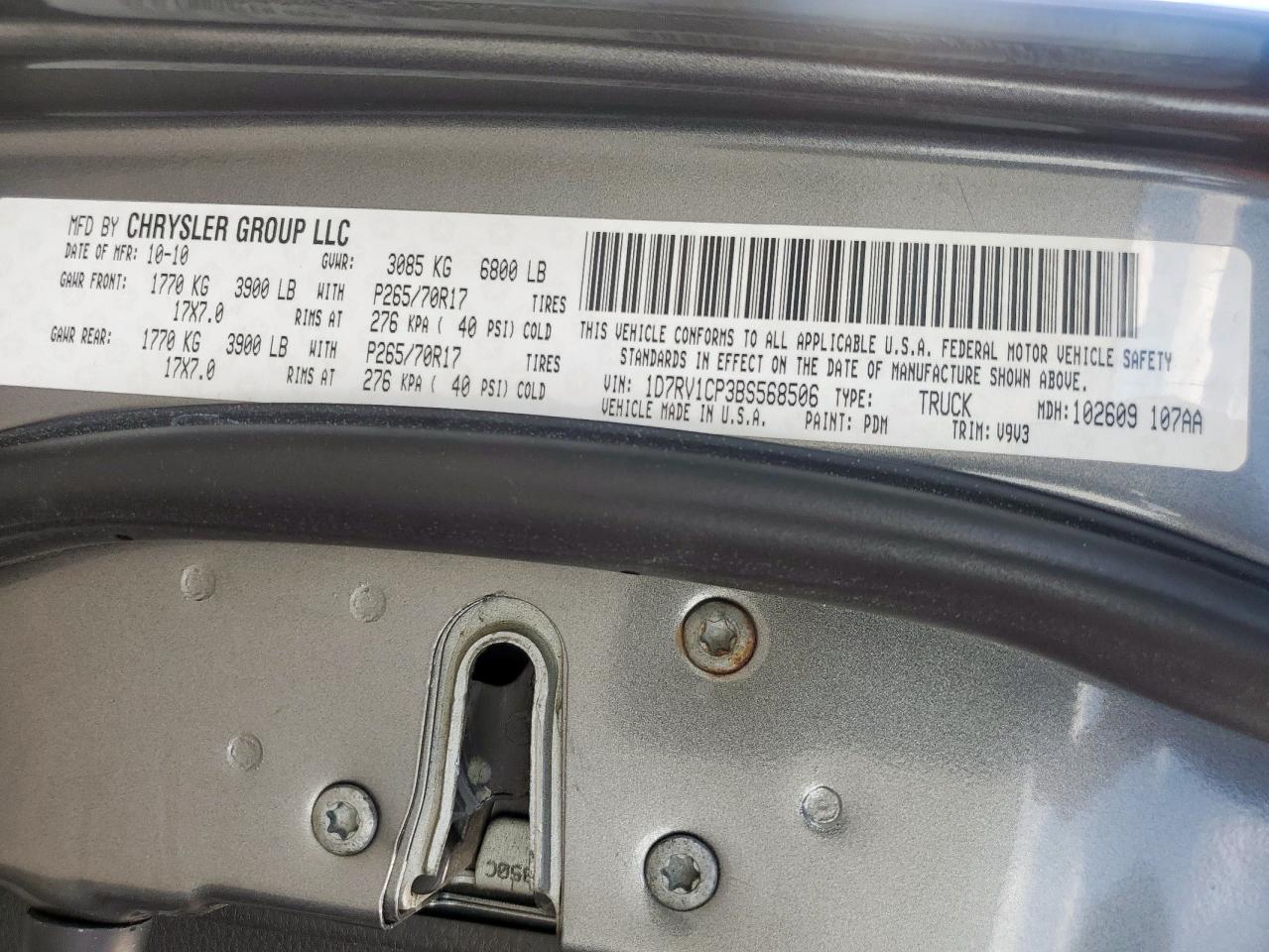 2011 Dodge Ram 1500 VIN: 1D7RV1CP3BS568506 Lot: 69358135