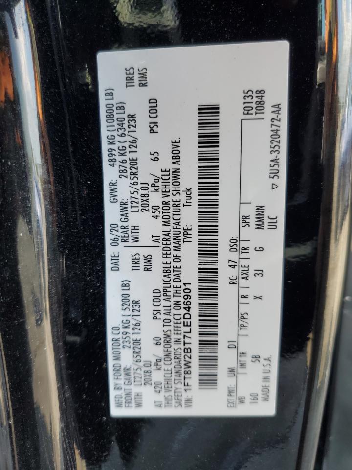 2020 Ford F250 Super Duty VIN: 1FT8W2BT7LED46901 Lot: 69264105