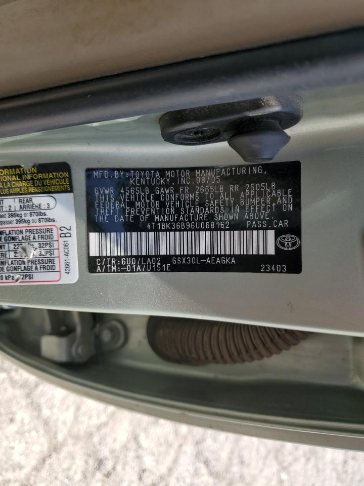 2006 Toyota Avalon Xl VIN: 4T1BK36B96U068162 Lot: 68873325