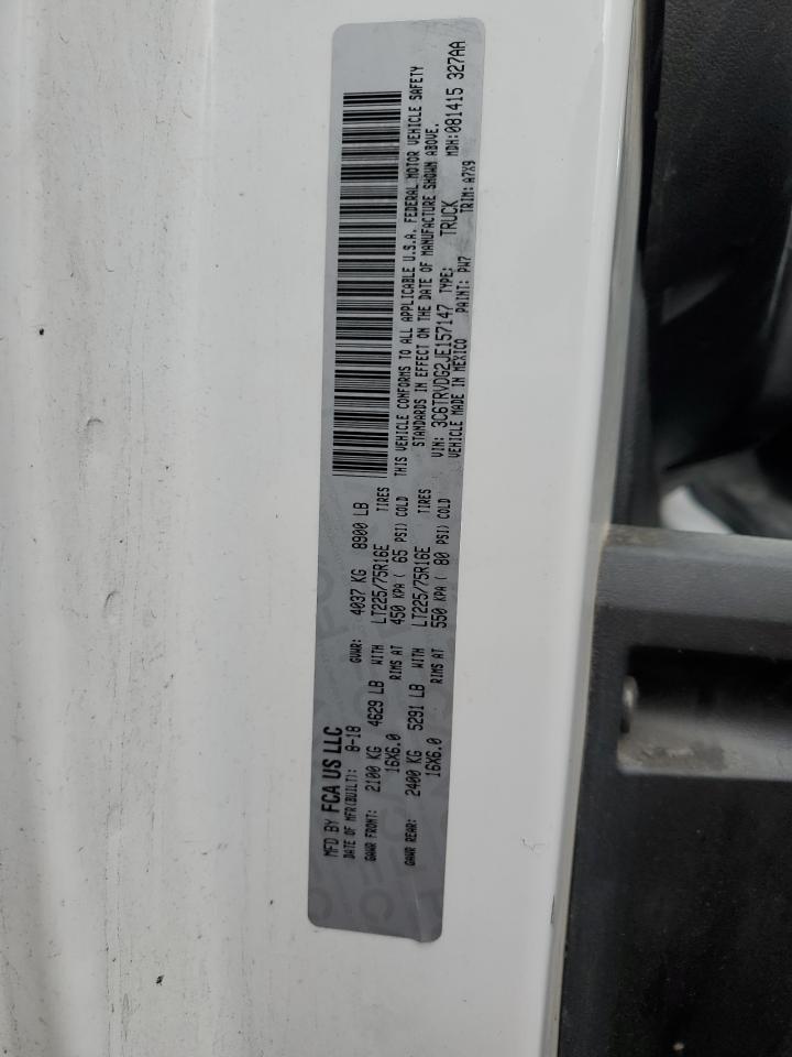 2018 Ram Promaster 2500 2500 High VIN: 3C6TRVDG2JE157147 Lot: 70030125