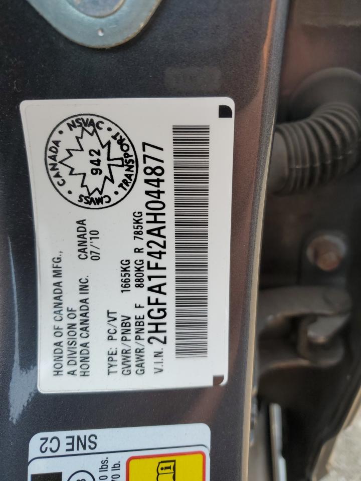 2010 Honda Civic Dx-G VIN: 2HGFA1F42AH044877 Lot: 67177375