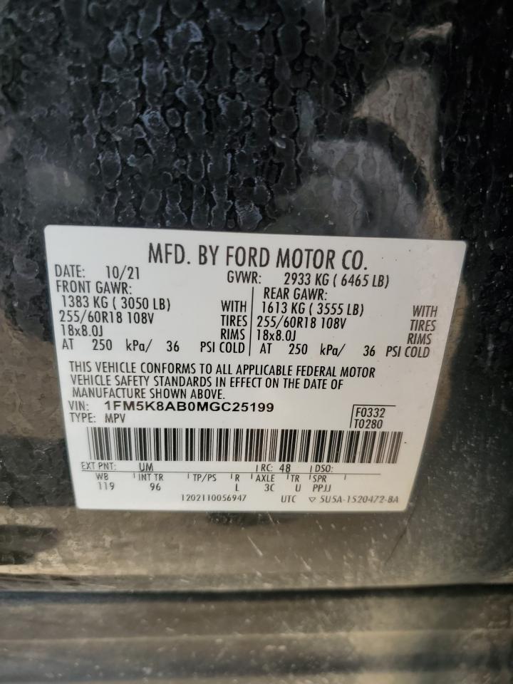 2021 Ford Explorer Police Interceptor VIN: 1FM5K8AB0MGC25199 Lot: 71095245