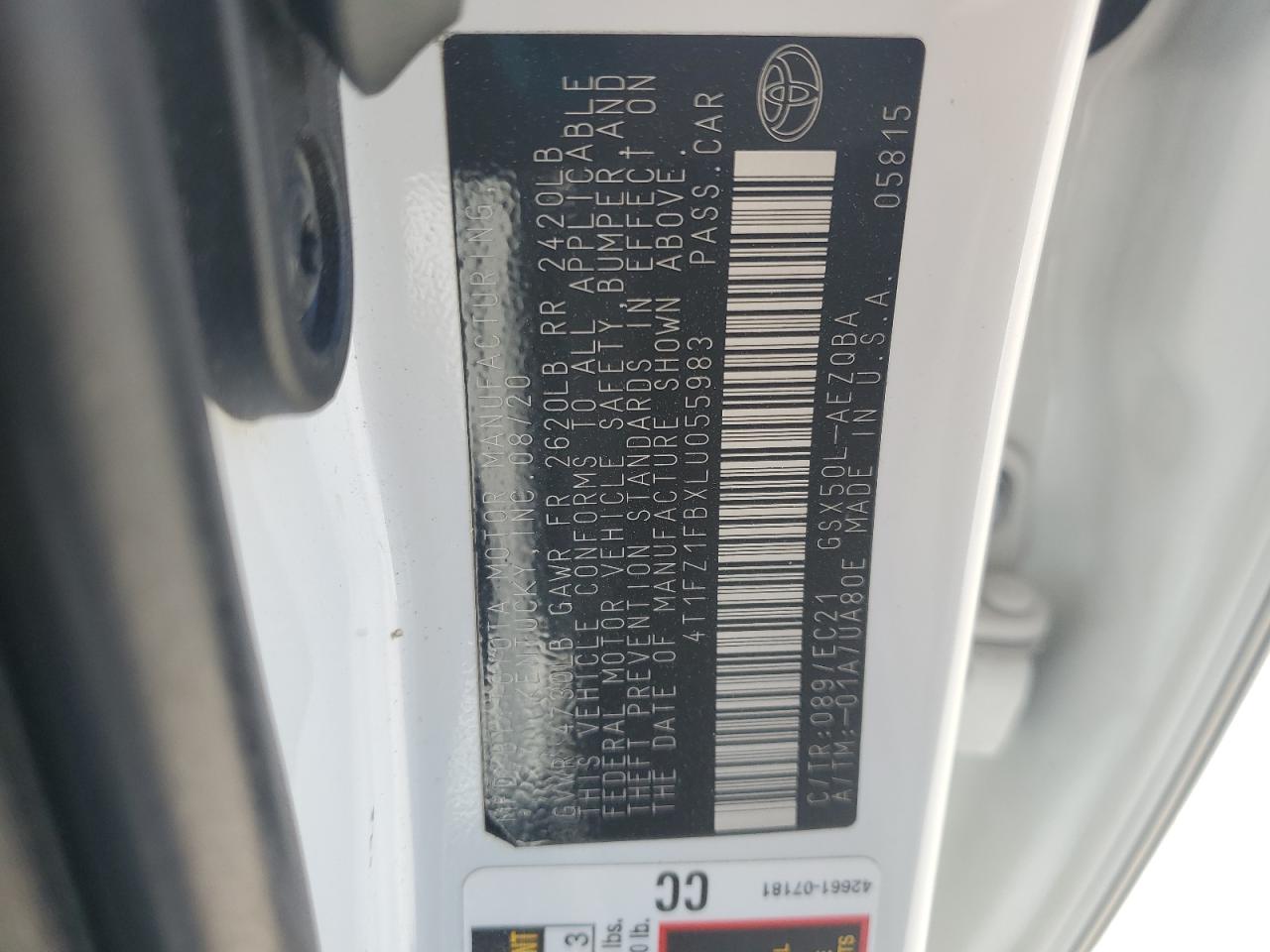 2020 Toyota Avalon Xse VIN: 4T1FZ1FBXLU055983 Lot: 69930455