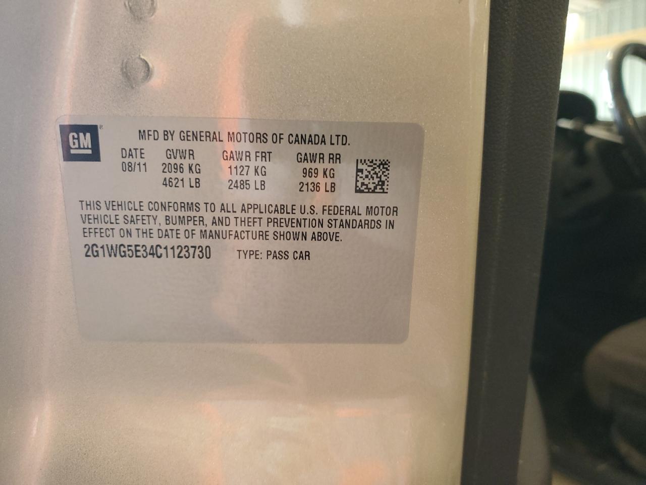 2012 Chevrolet Impala Lt VIN: 2G1WG5E34C1123730 Lot: 70378915