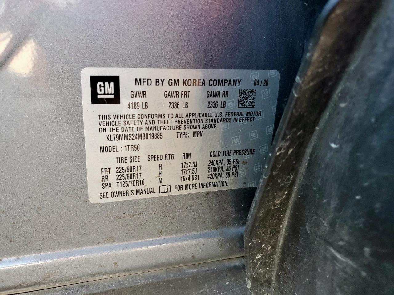 2021 Chevrolet Trailblazer Ls VIN: KL79MMS24MB019885 Lot: 69297475