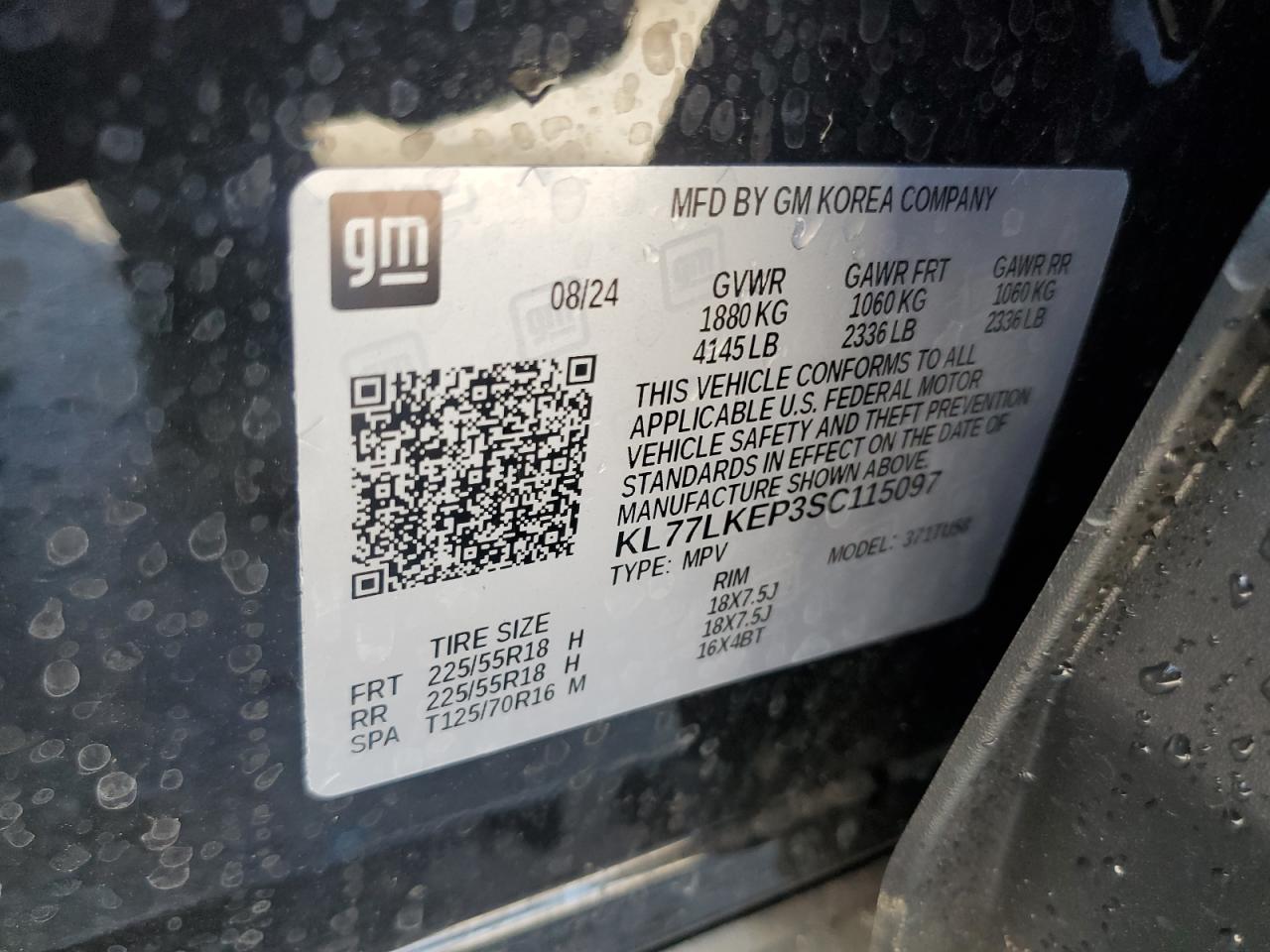 2025 Chevrolet Trax Activ VIN: KL77LKEP3SC115097 Lot: 68516165