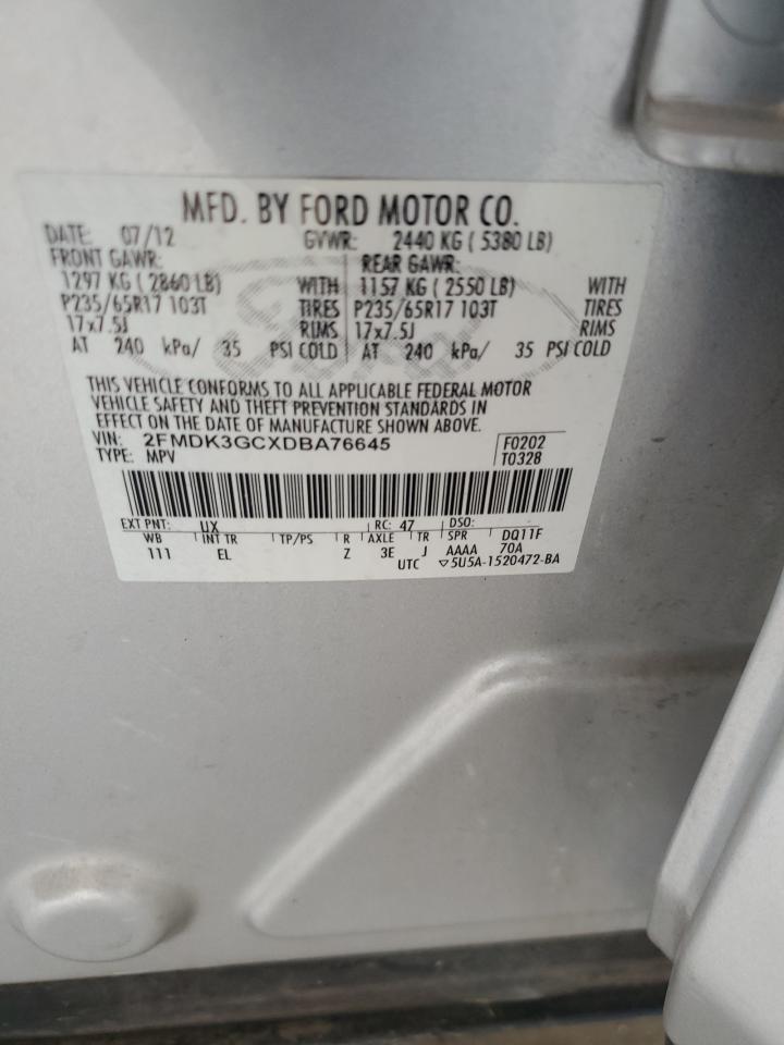 2013 Ford Edge Se VIN: 2FMDK3GCXDBA76645 Lot: 68679965