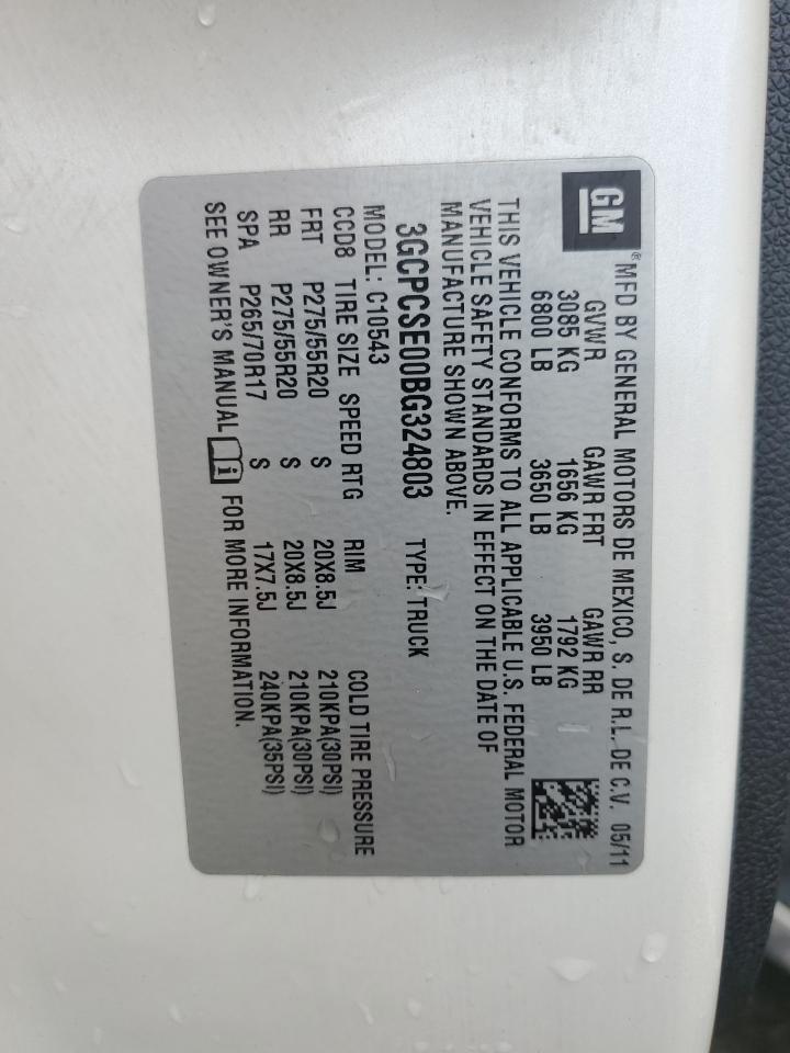 2011 Chevrolet Silverado C1500 Lt VIN: 3GCPCSE00BG324803 Lot: 68738955