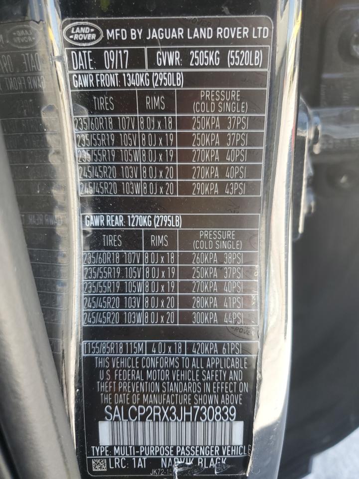 2018 Land Rover Discovery Sport Se VIN: SALCP2RX3JH730839 Lot: 68319035