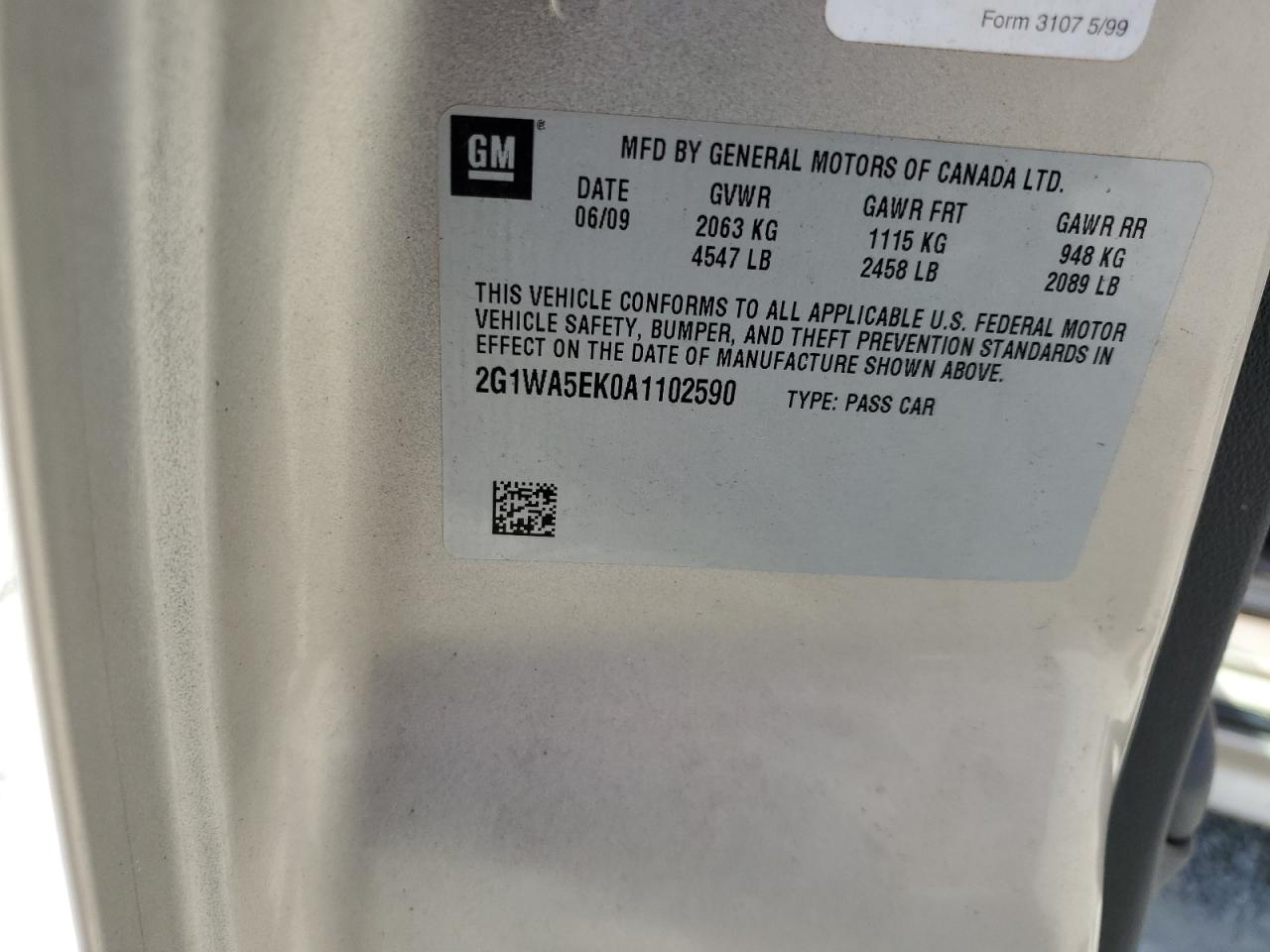 2010 Chevrolet Impala Ls VIN: 2G1WA5EK0A1102590 Lot: 70693215