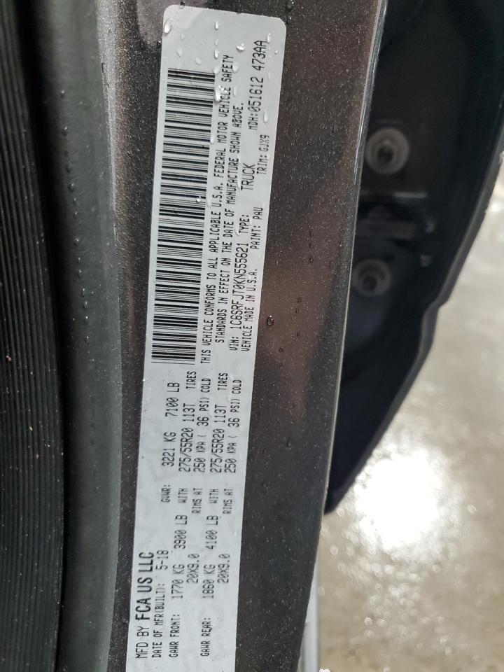 2019 Ram 1500 Laramie VIN: 1C6SRFJT0KN555621 Lot: 70895085