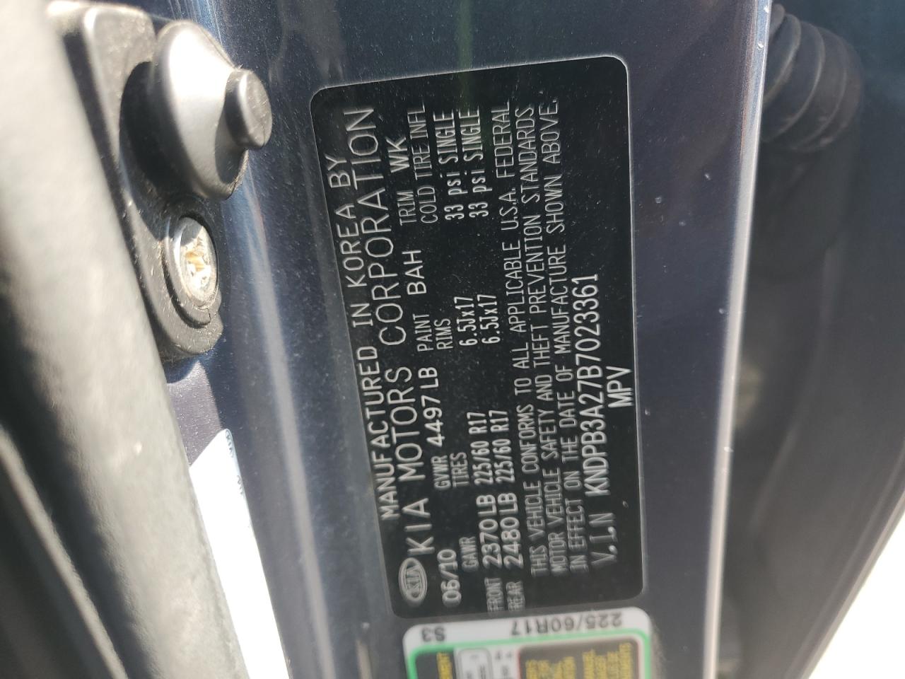 2011 Kia Sportage Lx VIN: KNDPB3A27B7023361 Lot: 69606705