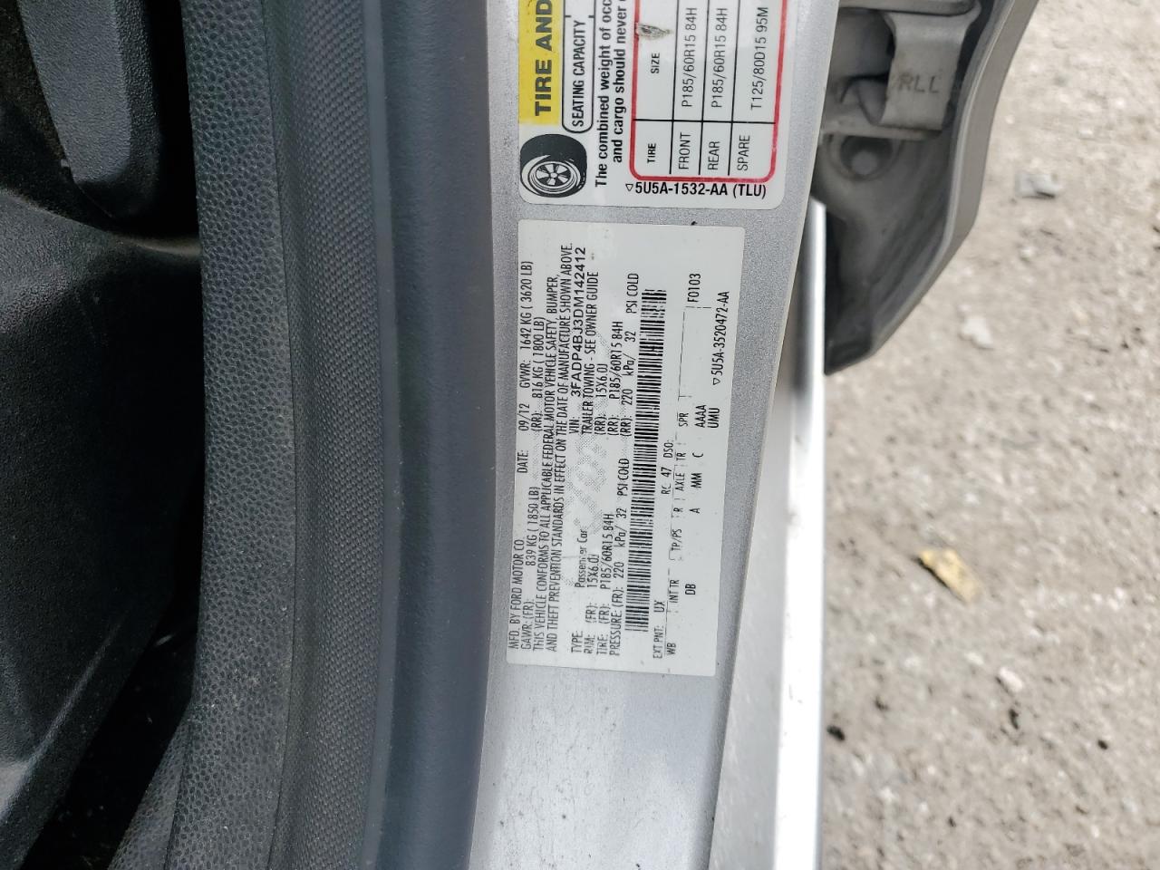 2013 Ford Fiesta Se VIN: 3FADP4BJ3DM142412 Lot: 68876685