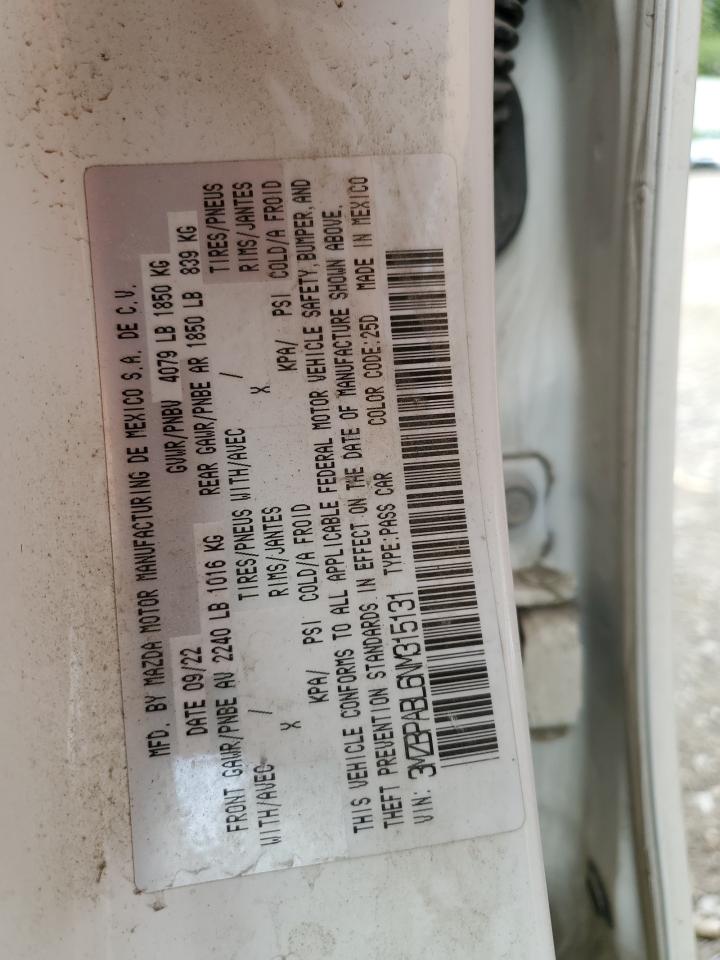 2022 Mazda 3 Select VIN: 3MZBPABL6NM315131 Lot: 69100435