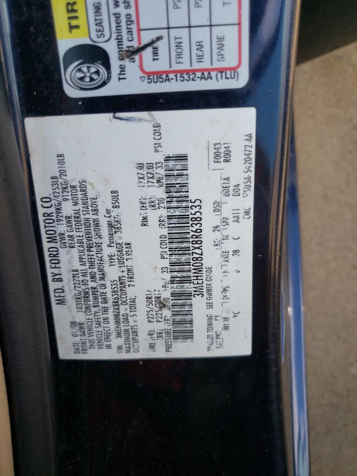 2008 Mercury Milan Premier VIN: 3MEHM08ZX8R638535 Lot: 68727435